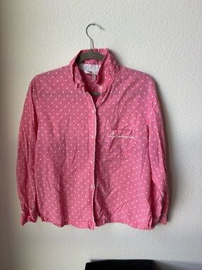 Victoria's Secret Pink and White Polka Dot Button-Up Shirt